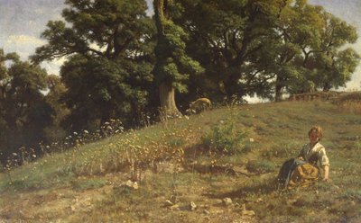 Meadow with Oak and Peasant by Filippo Palizzi
